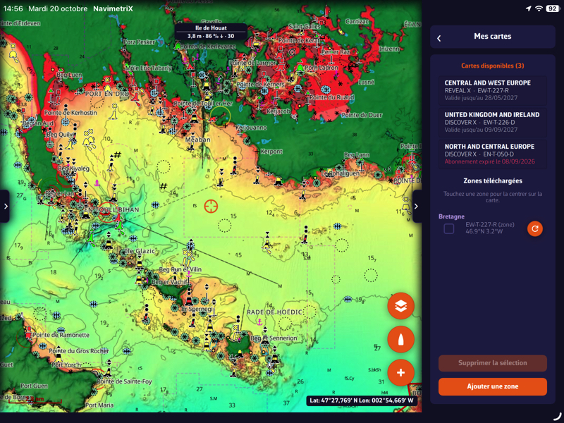 Cliquez pour agrandir... Carte Reveal™X avec les reliefs dans NavimetriX